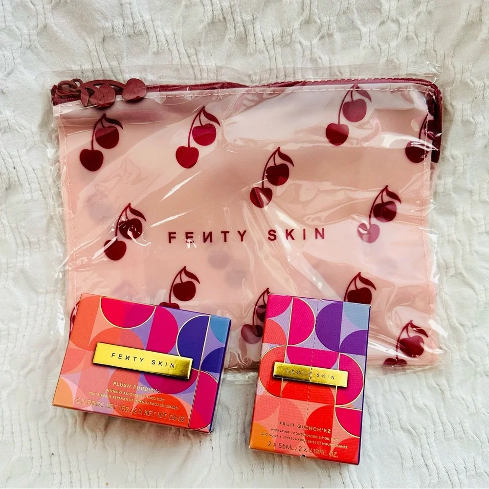 Fenty Beauty Fenty Skin Plush Puddin and Fruit Quenchers Lip Oil Four Piece Set